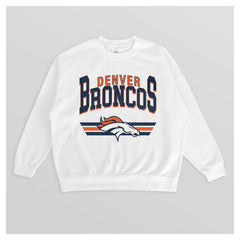 Denver Broncos Gameday Couture Women's Swift Strike Premium Oversized Fleece Pullover Sweatshirt - White discount