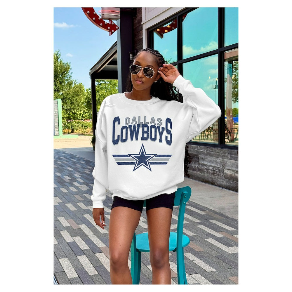 Dallas Cowboys Gameday Couture Women's Swift Strike Premium Oversized Fleece Pullover Sweatshirt - White discount