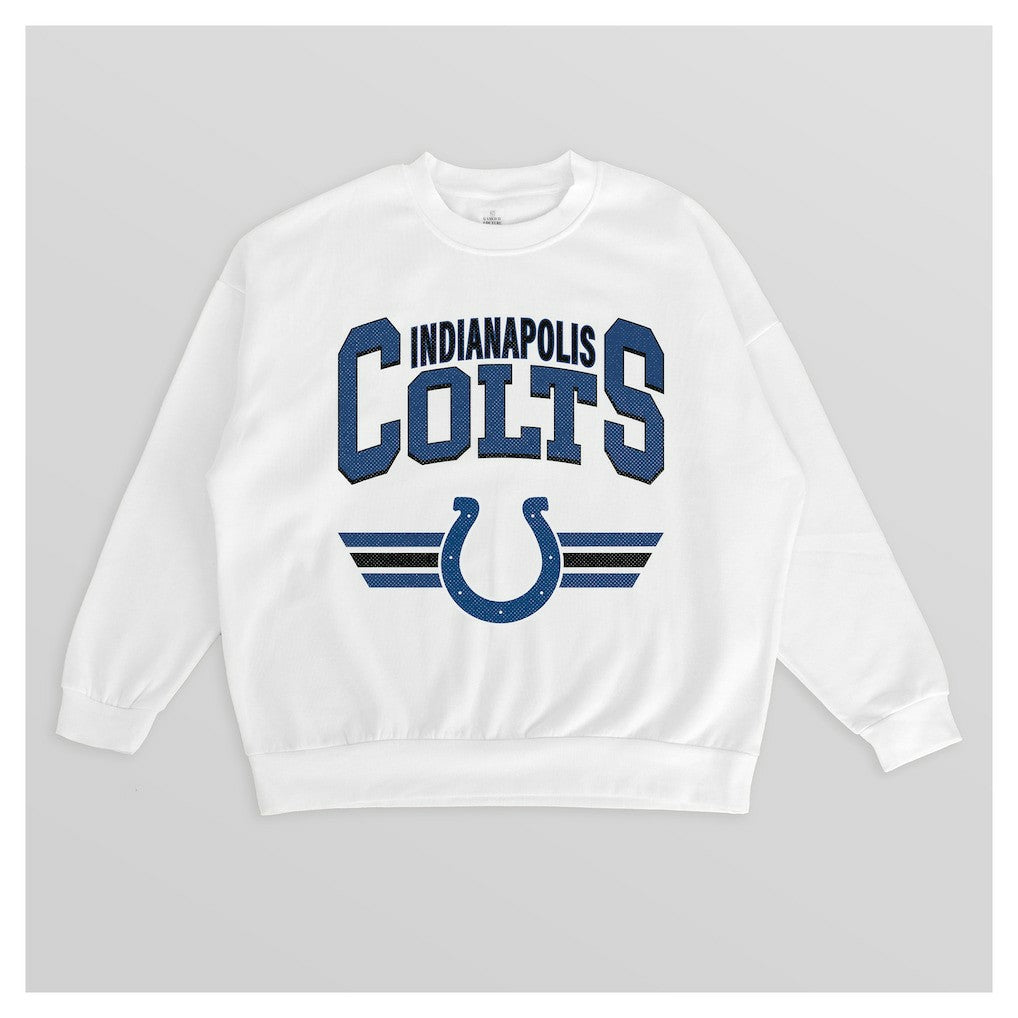 Indianapolis Colts Gameday Couture Women's Swift Strike Premium Oversized Fleece Pullover Sweatshirt - White cheap