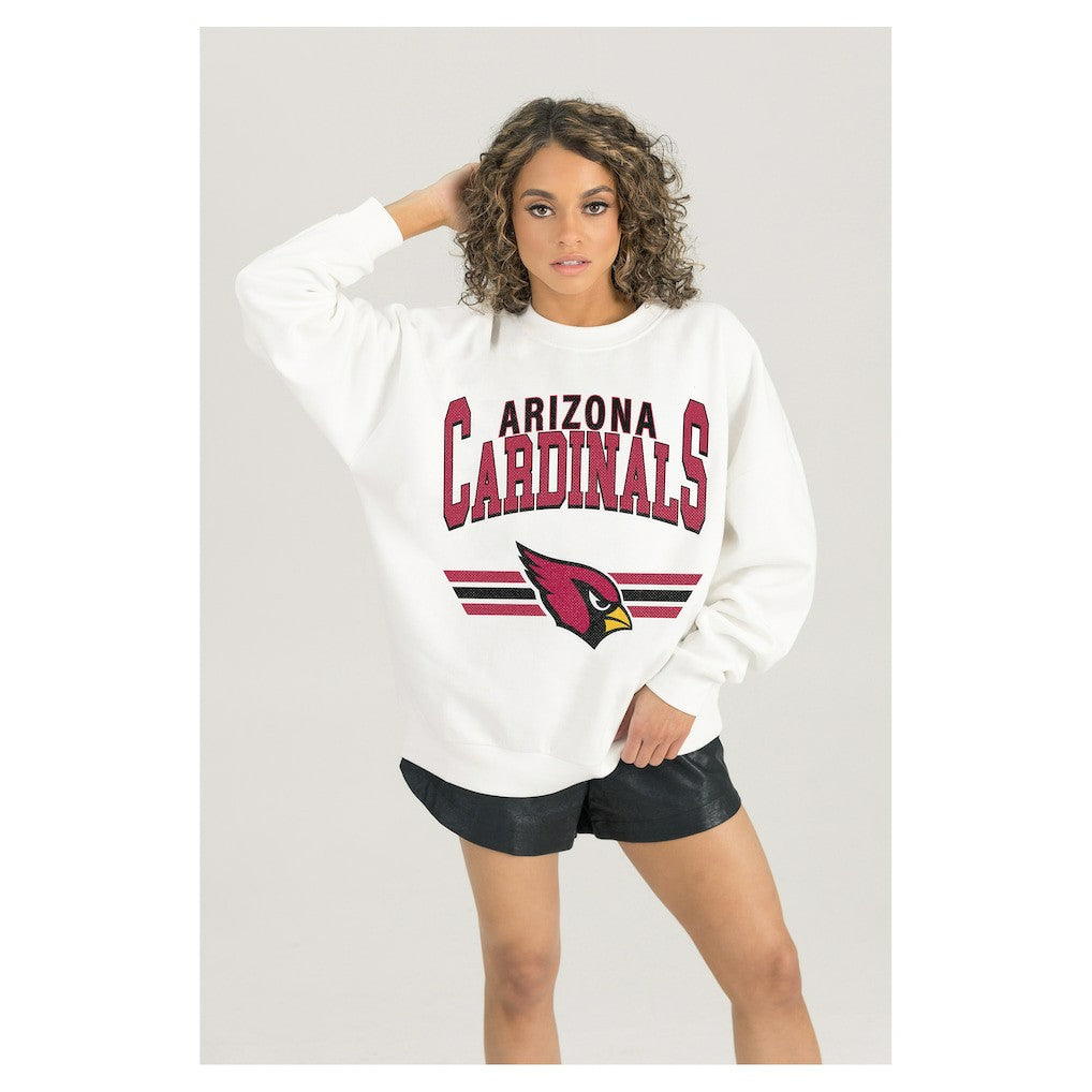 Arizona Cardinals Gameday Couture Women's Swift Strike Premium Oversized Fleece Pullover Sweatshirt - White outlet