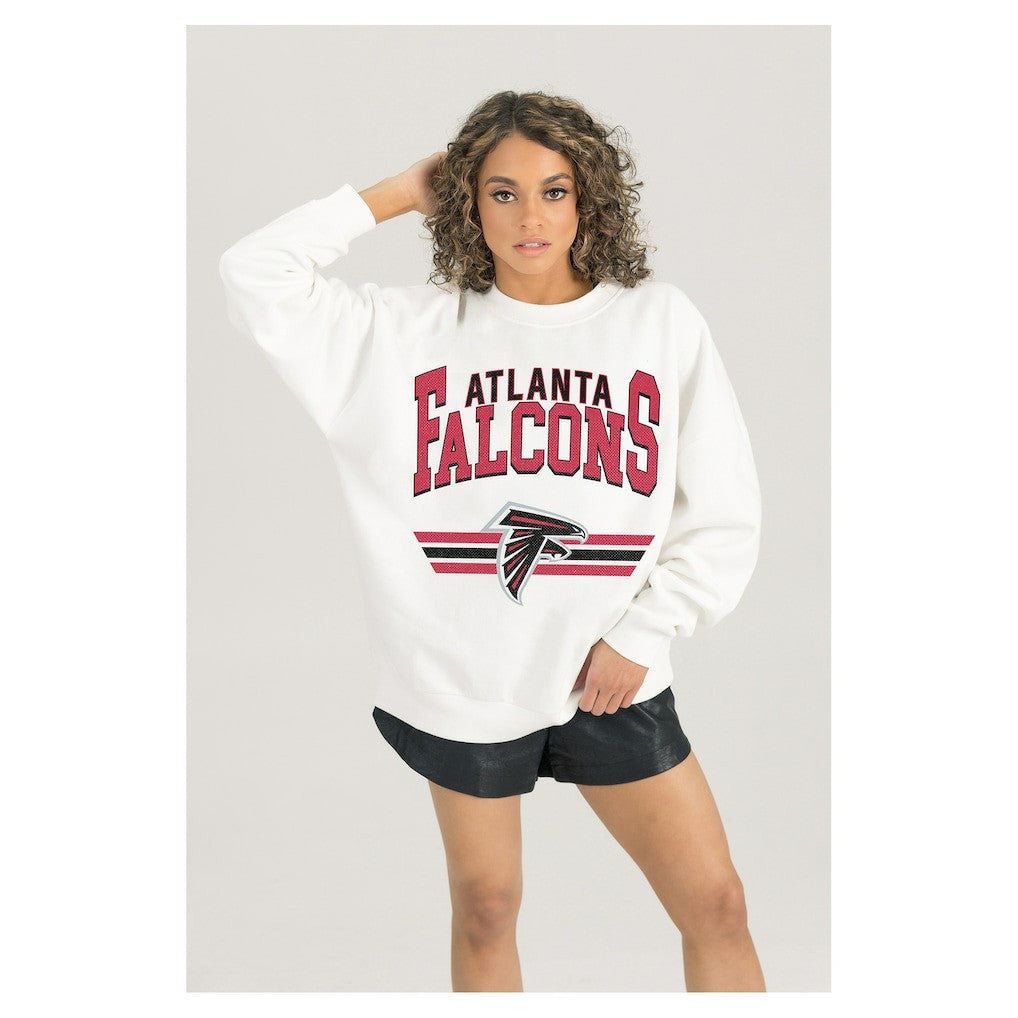 Atlanta Falcons Gameday Couture Women's Swift Strike Premium Oversized Fleece Pullover Sweatshirt - White cheap