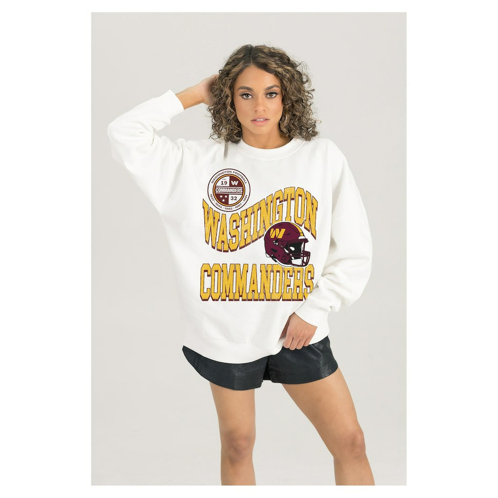 Washington Commanders Gameday Couture Women's Oversized Hard Earned Premium Fleece Pullover Sweatshirt - White online