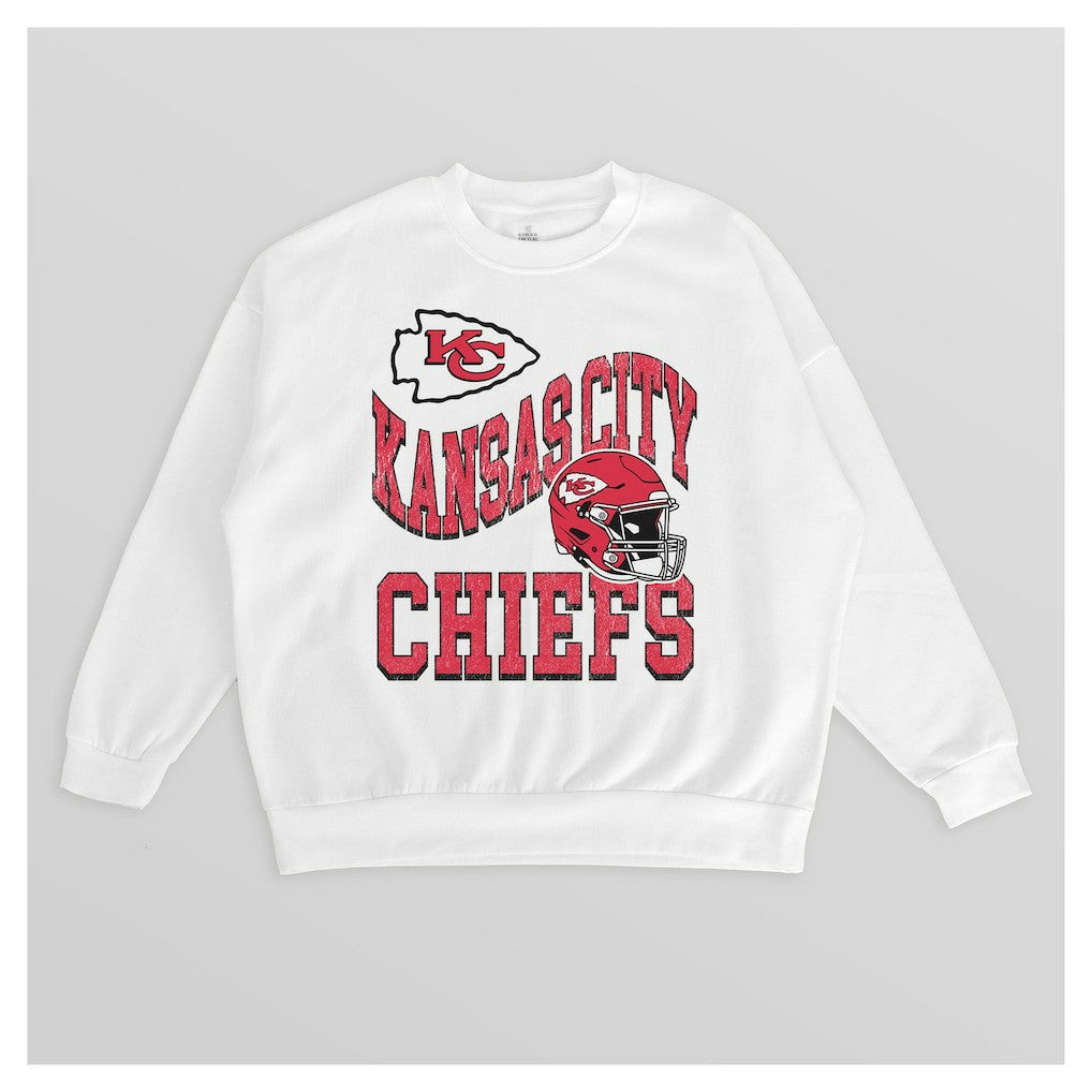 Kansas City Chiefs Gameday Couture Women's Oversized Hard Earned Premium Fleece Pullover Sweatshirt - White on sale