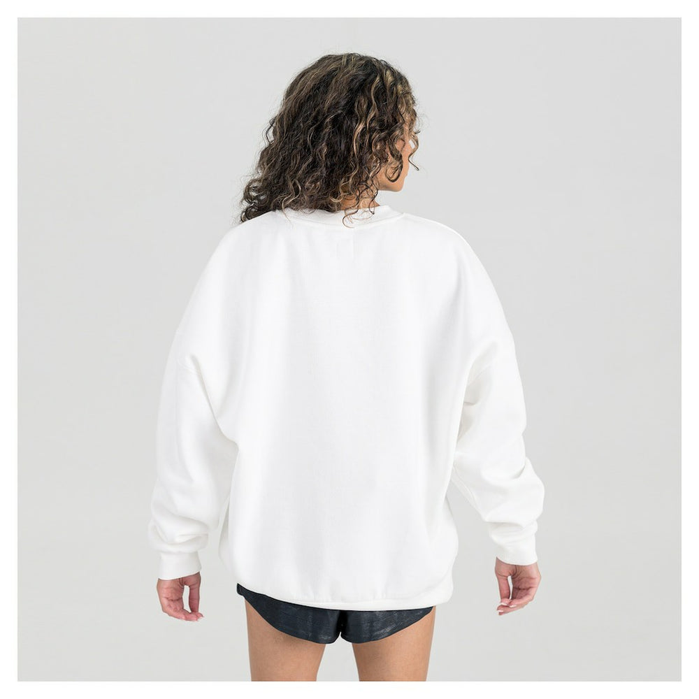 Los Angeles Chargers Gameday Couture Women's Oversized Hard Earned Premium Fleece Pullover Sweatshirt - White for sale
