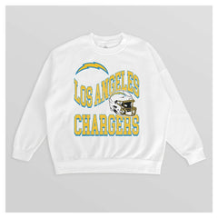 Los Angeles Chargers Gameday Couture Women's Oversized Hard Earned Premium Fleece Pullover Sweatshirt - White for sale
