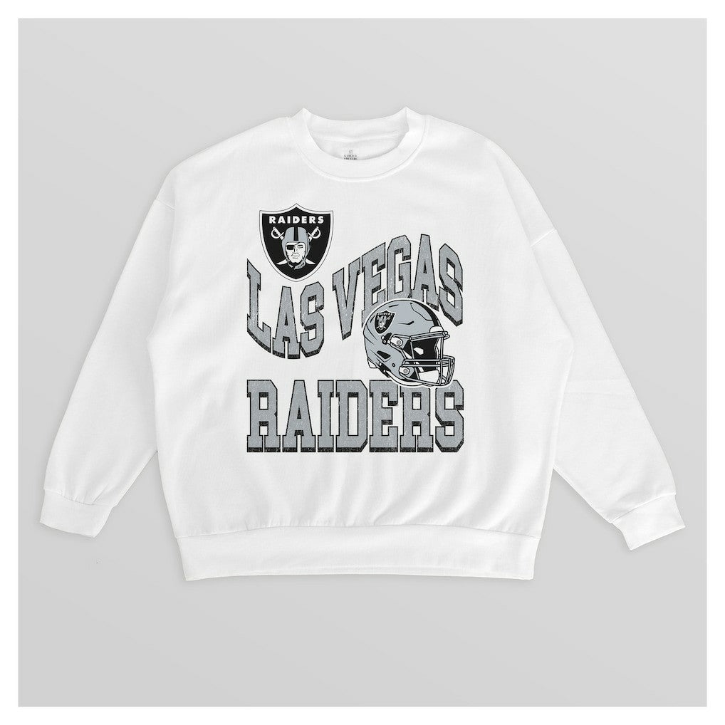 Las Vegas Raiders Gameday Couture Women's Oversized Hard Earned Premium Fleece Pullover Sweatshirt - White discount