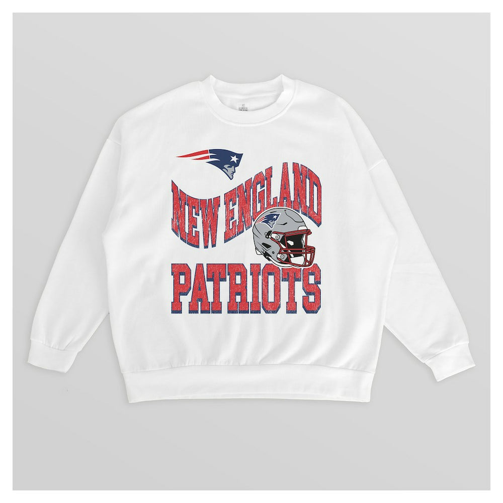 New England Patriots Gameday Couture Women's Oversized Hard Earned Premium Fleece Pullover Sweatshirt - White for sale