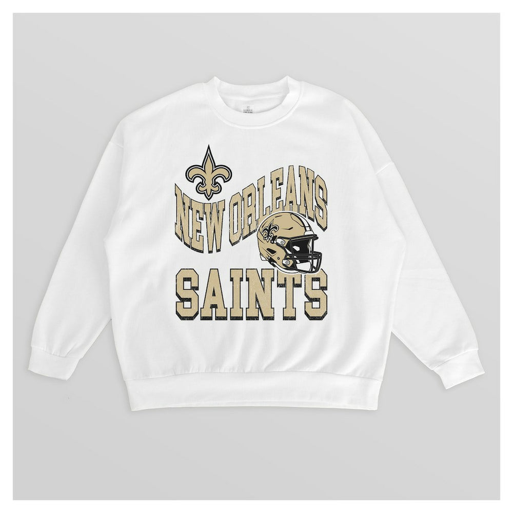 New Orleans Saints Gameday Couture Women's Oversized Hard Earned Premium Fleece Pullover Sweatshirt - White outlet