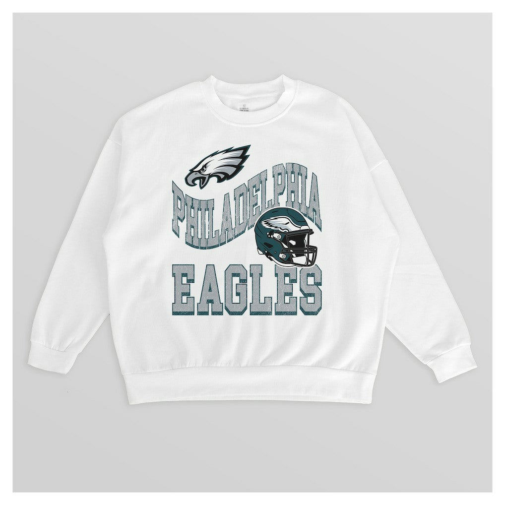 Philadelphia Eagles Gameday Couture Women's Oversized Hard Earned Premium Fleece Pullover Sweatshirt - White sale