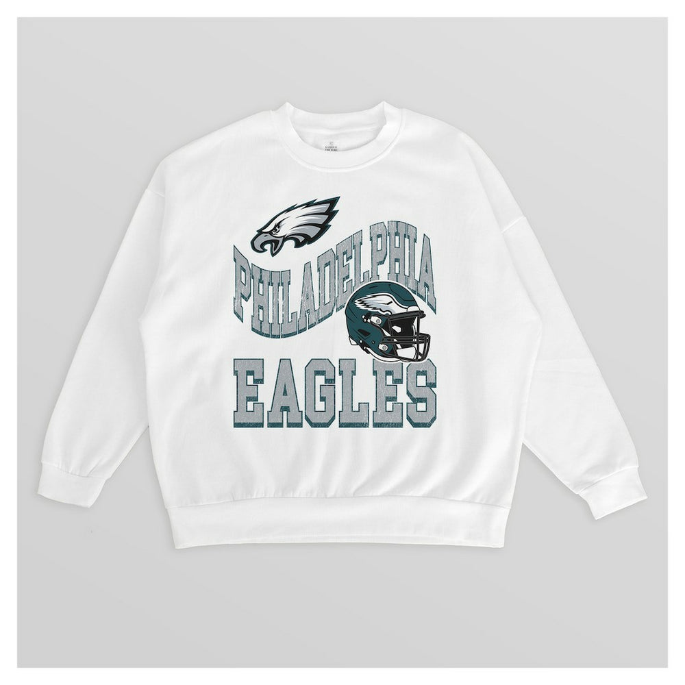 Philadelphia Eagles Gameday Couture Women's Oversized Hard Earned Premium Fleece Pullover Sweatshirt - White sale