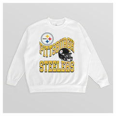 Pittsburgh Steelers Gameday Couture Women's Oversized Hard Earned Premium Fleece Pullover Sweatshirt - White cheap
