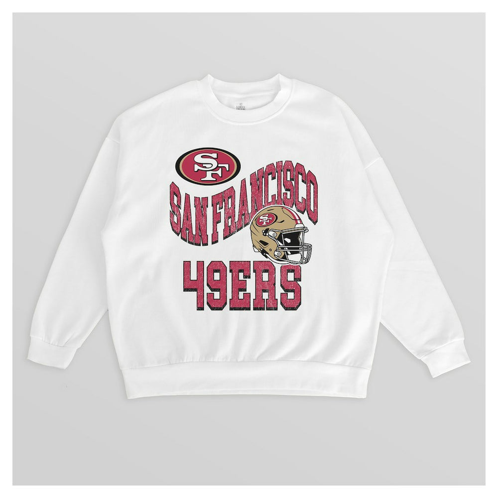 San Francisco 49ers Gameday Couture Women's Oversized Hard Earned Premium Fleece Pullover Sweatshirt - White on sale