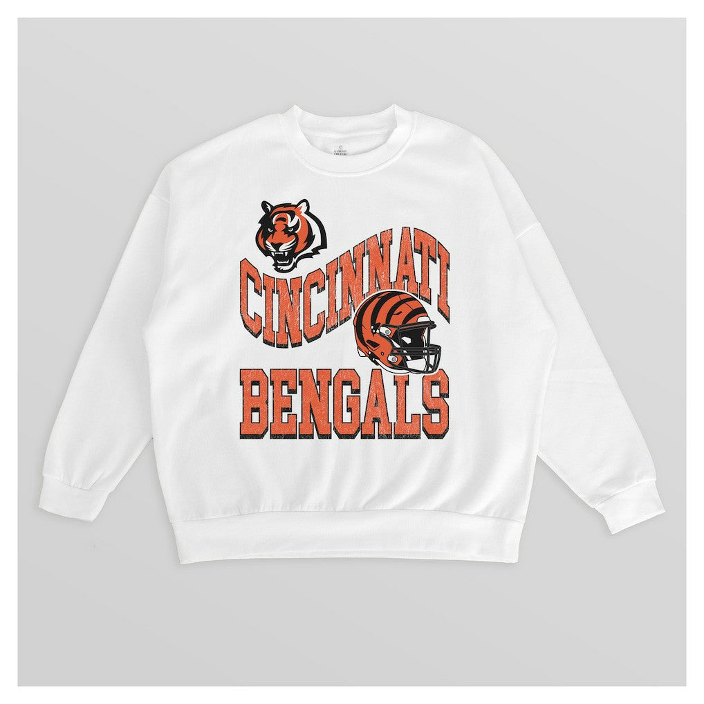 Cincinnati Bengals Gameday Couture Women's Oversized Hard Earned Premium Fleece Pullover Sweatshirt - White cheap