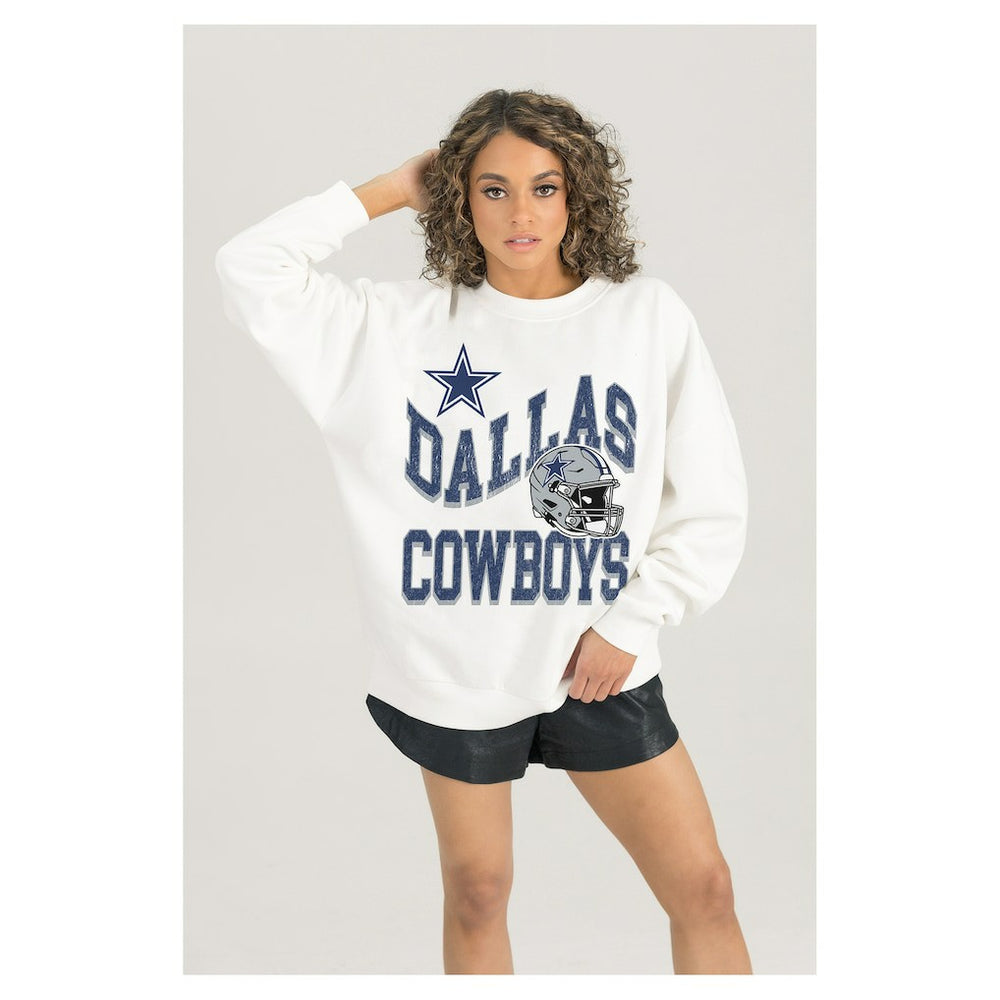 Dallas Cowboys Gameday Couture Women's Oversized Hard Earned Premium Fleece Pullover Sweatshirt - White online