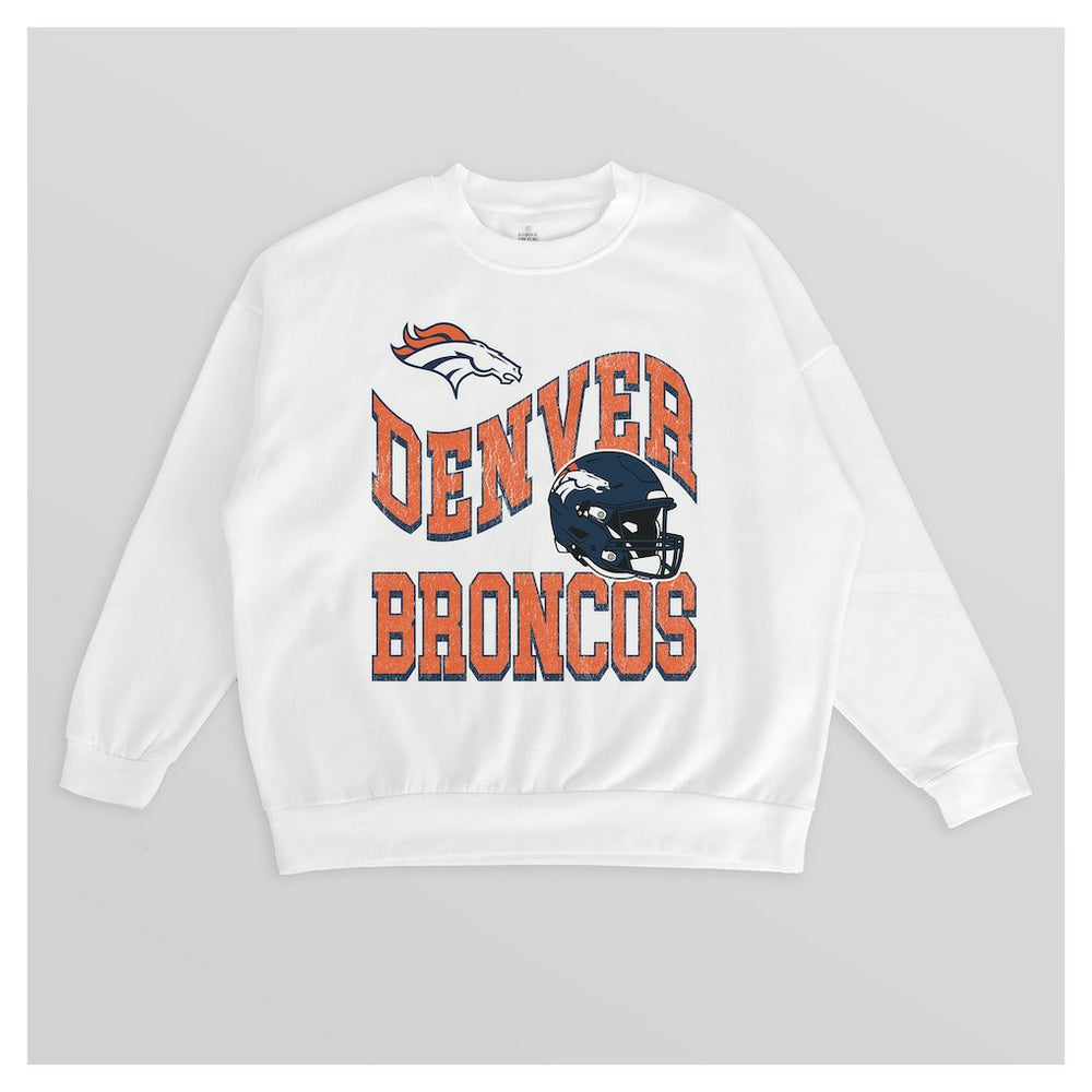 Denver Broncos Gameday Couture Women's Oversized Hard Earned Premium Fleece Pullover Sweatshirt - White for sale