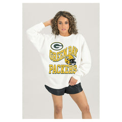 Green Bay Packers Gameday Couture Women's Oversized Hard Earned Premium Fleece Pullover Sweatshirt - White on sale