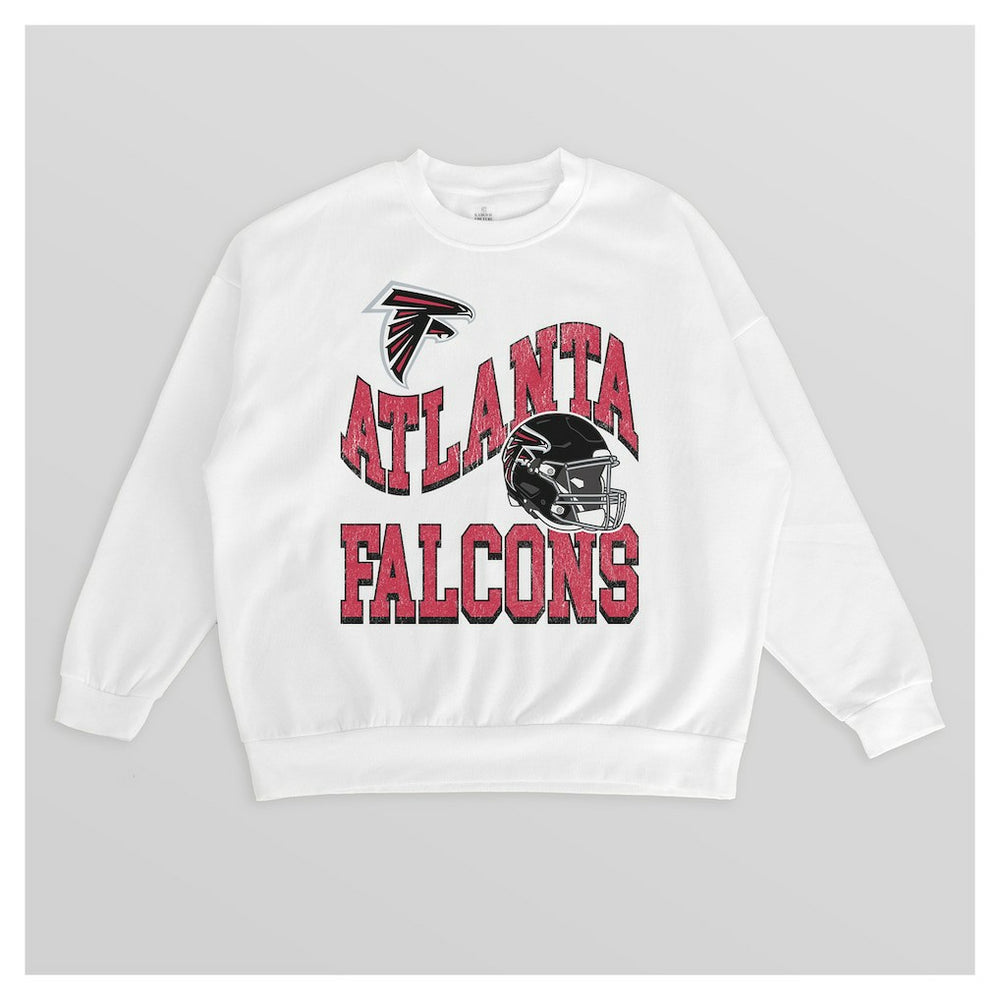 Atlanta Falcons Gameday Couture Women's Oversized Hard Earned Premium Fleece Pullover Sweatshirt - White for sale