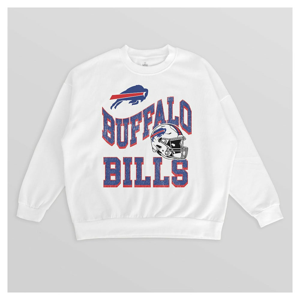 Buffalo Bills Gameday Couture Women's Oversized Hard Earned Premium Fleece Pullover Sweatshirt - White sale