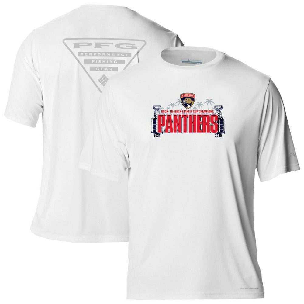 Florida Panthers Columbia Terminal Tackle Back-To-Back Stanley Cup Champions Omni-Shade T-Shirt - White T-shirts