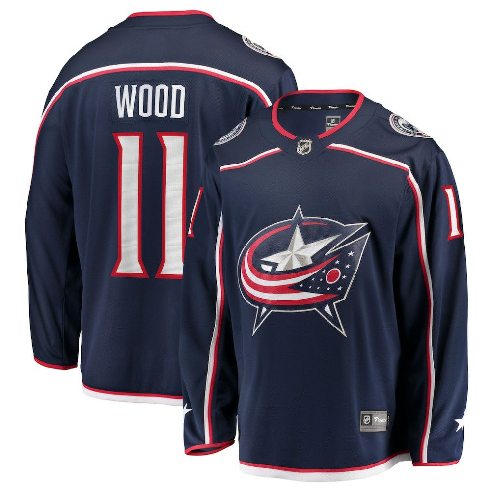 Miles Wood Columbus Blue Jackets Fanatics Home Breakaway Jersey - Navy Jerseys