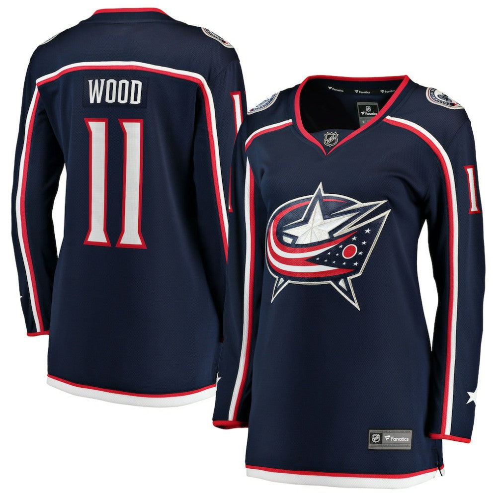 Miles Wood Columbus Blue Jackets Fanatics Women's Home Breakaway Jersey - Navy Jerseys
