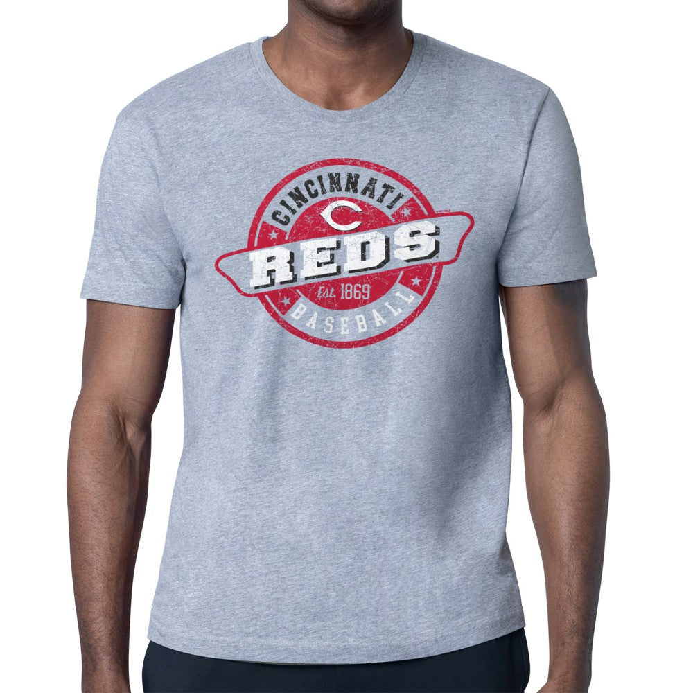 Cincinnati Reds Starter Route 66 Team Logo T-Shirt Heather Gray