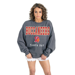 Tampa Bay Buccaneers Gameday Couture Women's Bring Your Energy Oversized Premium Fleece Pullover Sweatshirt - Charcoal discount