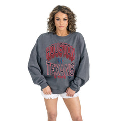 Houston Texans Gameday Couture Women's Long Weekends Oversized Premium Fleece Pullover Sweatshirt - Charcoal discount