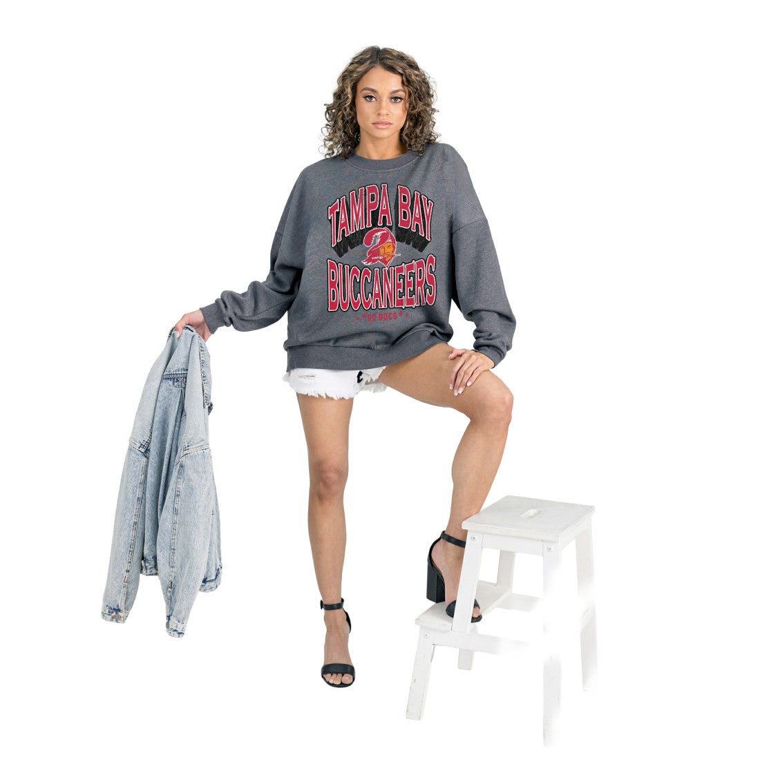 Tampa Bay Buccaneers Gameday Couture Women's Long Weekends Oversized Premium Fleece Pullover Sweatshirt - Charcoal online