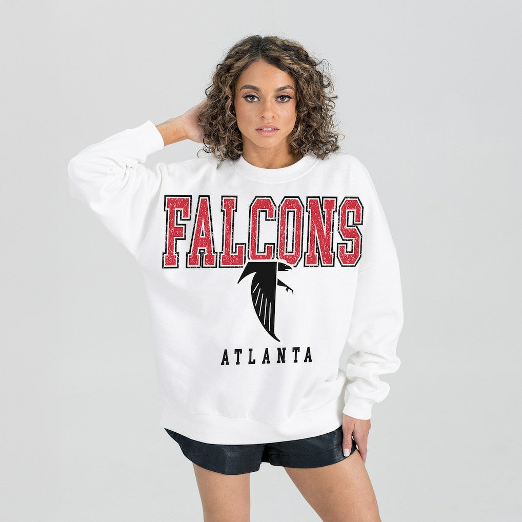 Atlanta Falcons Gameday Couture Women's Classic Sunday Drives Oversized Premium Fleece Pullover Sweatshirt - White sale