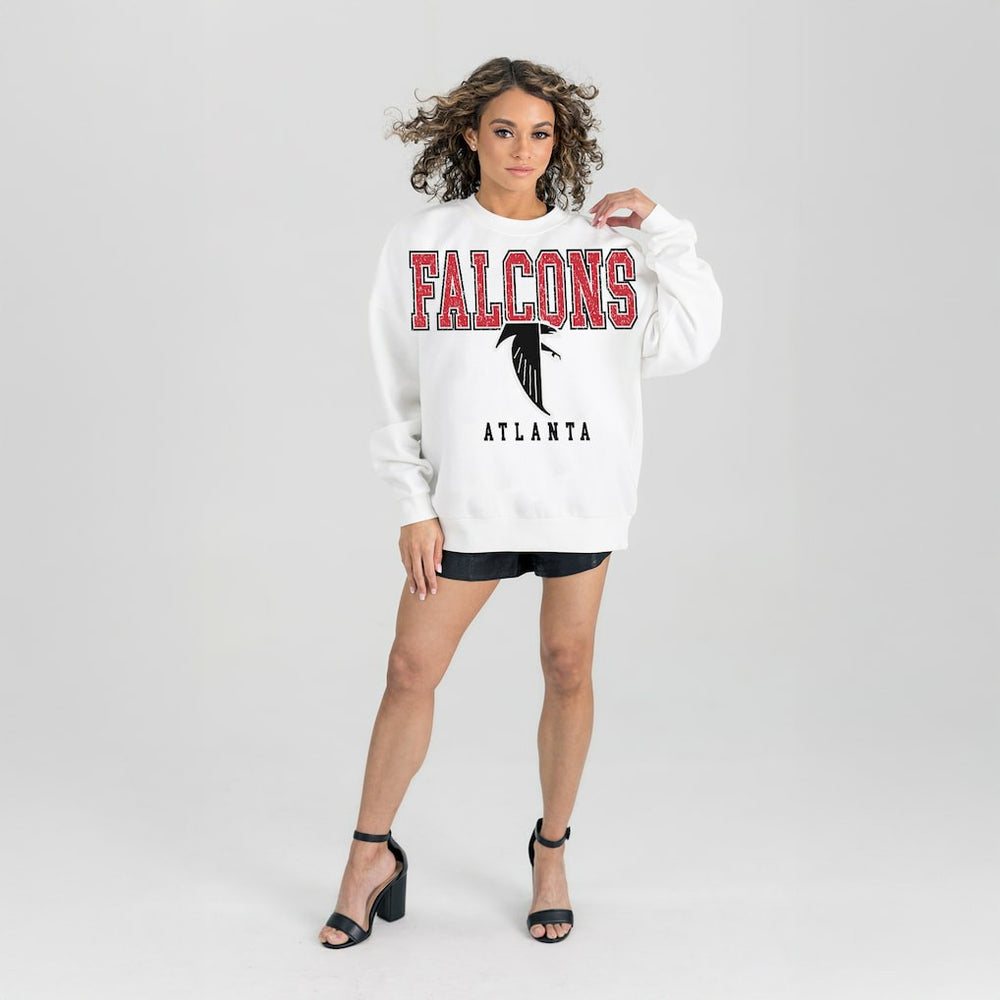 Atlanta Falcons Gameday Couture Women's Classic Sunday Drives Oversized Premium Fleece Pullover Sweatshirt - White sale