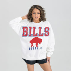 Buffalo Bills Gameday Couture Women's Classic Sunday Drives Oversized Premium Fleece Pullover Sweatshirt - White discount