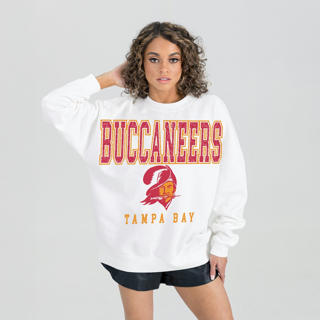 Tampa Bay Buccaneers Gameday Couture Women's Classic Sunday Drives Oversized Premium Fleece Pullover Sweatshirt - White discount