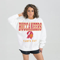 Tampa Bay Buccaneers Gameday Couture Women's Classic Sunday Drives Oversized Premium Fleece Pullover Sweatshirt - White discount