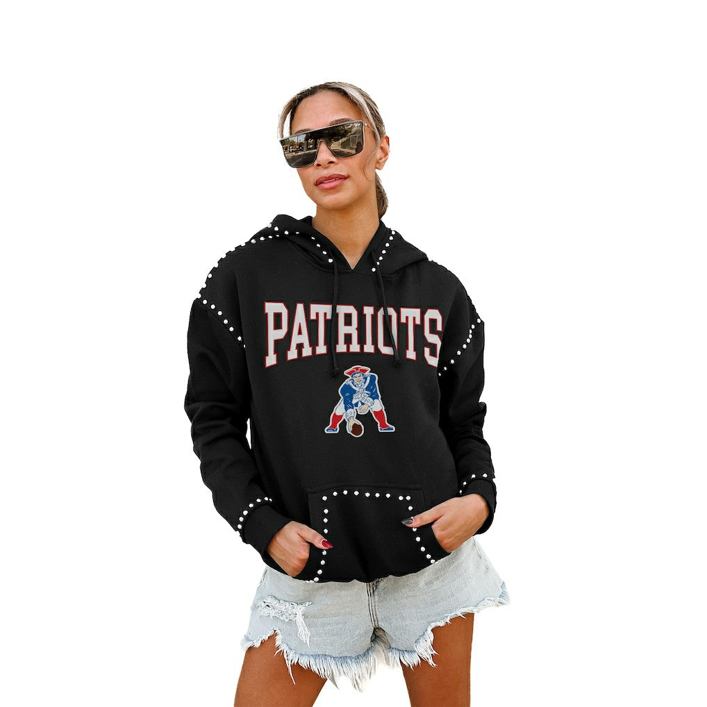 New England Patriots Gameday Couture Women's Studded Pullover Hoodie - Black for sale