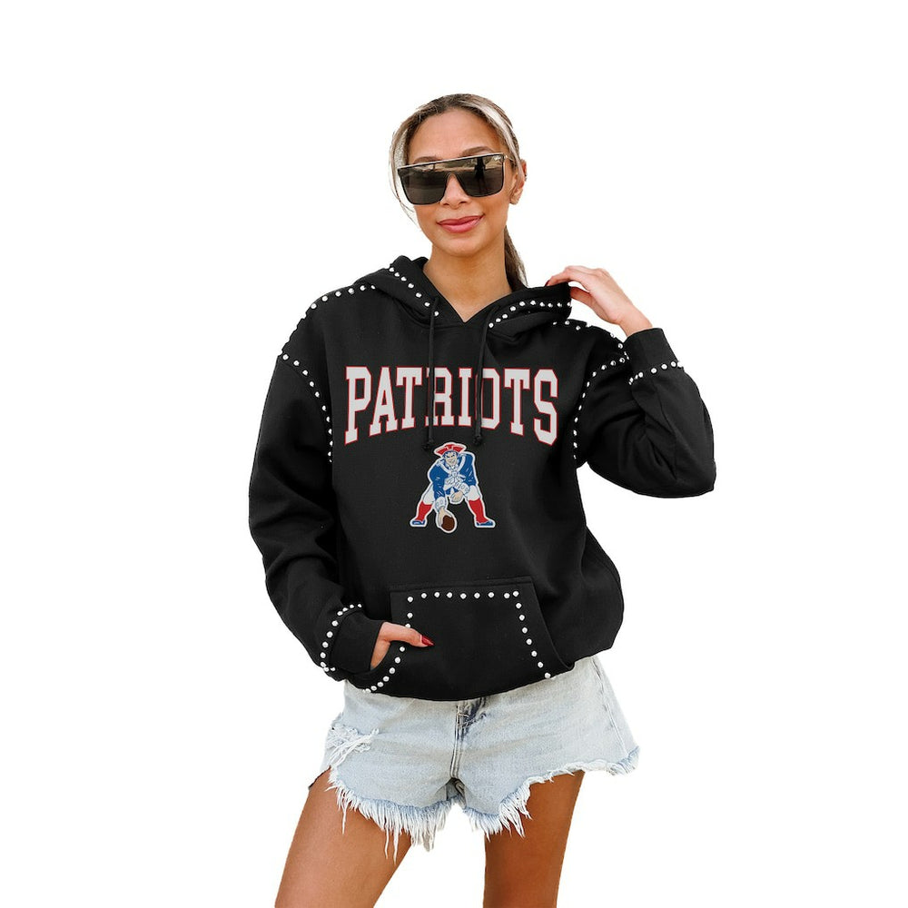 New England Patriots Gameday Couture Women's Studded Pullover Hoodie - Black for sale
