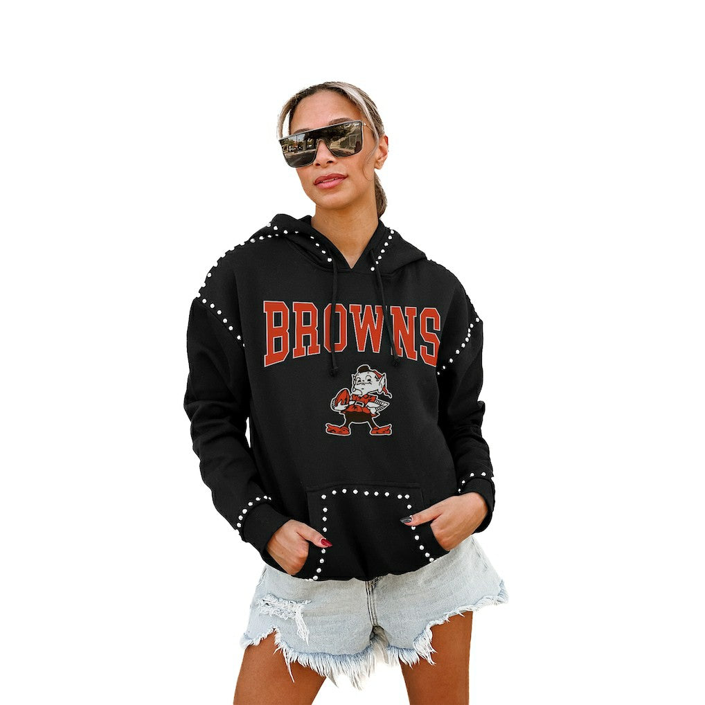Cleveland Browns Gameday Couture Women's Studded Pullover Hoodie - Black discount