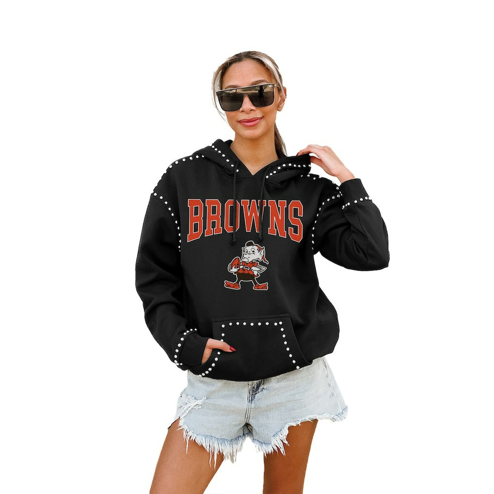 Cleveland Browns Gameday Couture Women's Studded Pullover Hoodie - Black discount