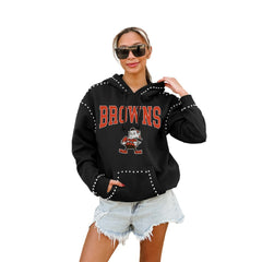 Cleveland Browns Gameday Couture Women's Studded Pullover Hoodie - Black discount