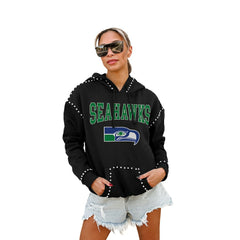 Seattle Seahawks Gameday Couture Women's Studded Pullover Hoodie - Black outlet