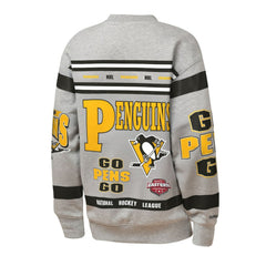 Pittsburgh Penguins Mitchell & Ness Youth Allover Print Fleece Crewneck Sweatshirt - Heather Gray Sweatshirts