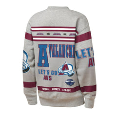 Colorado Avalanche Mitchell & Ness Youth Allover Print Fleece Crewneck Sweatshirt - Heather Gray Sweatshirts
