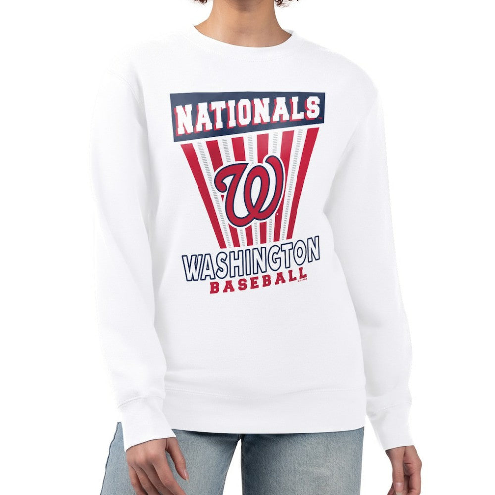 Washington Nationals Starter Women's Poster Print Team Fleece Pullover Sweatshirt White
