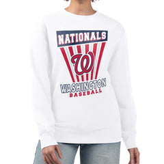 Washington Nationals Starter Women's Poster Print Team Fleece Pullover Sweatshirt White