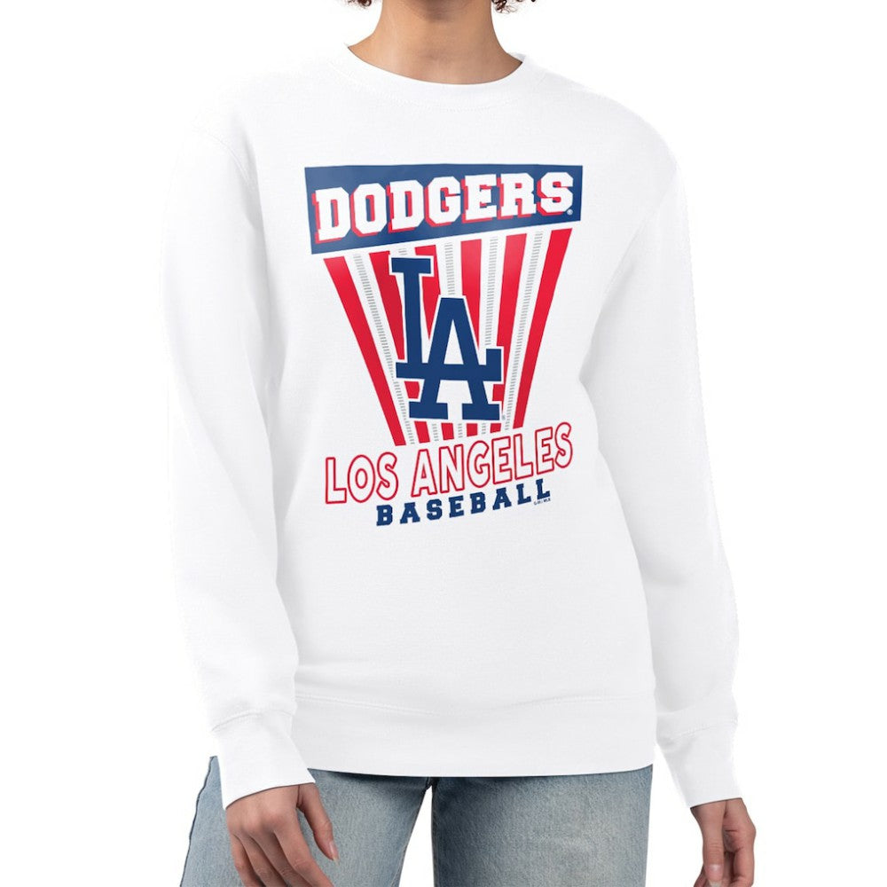 Los Angeles Dodgers Starter Women's Poster Print Team Fleece Pullover Sweatshirt White