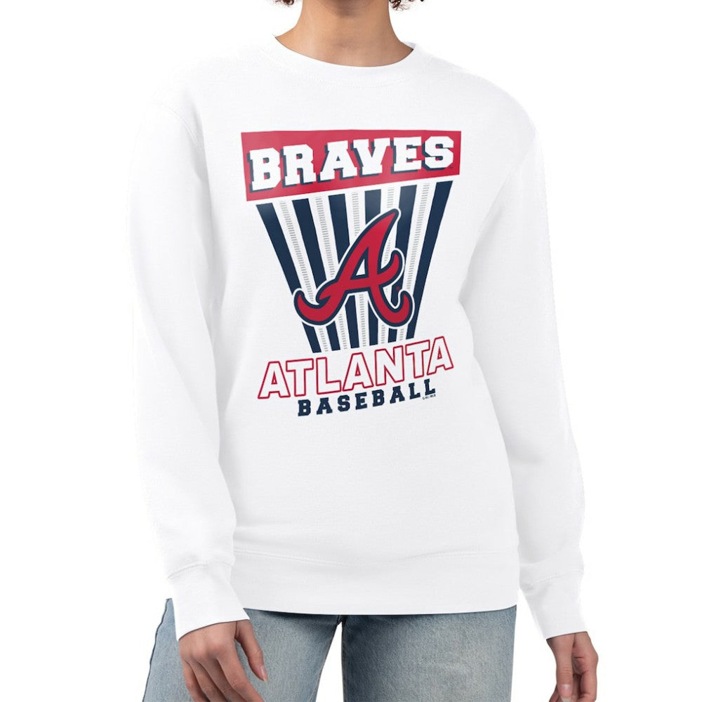 Atlanta Braves Starter Women's Poster Print Team Fleece Pullover Sweatshirt White