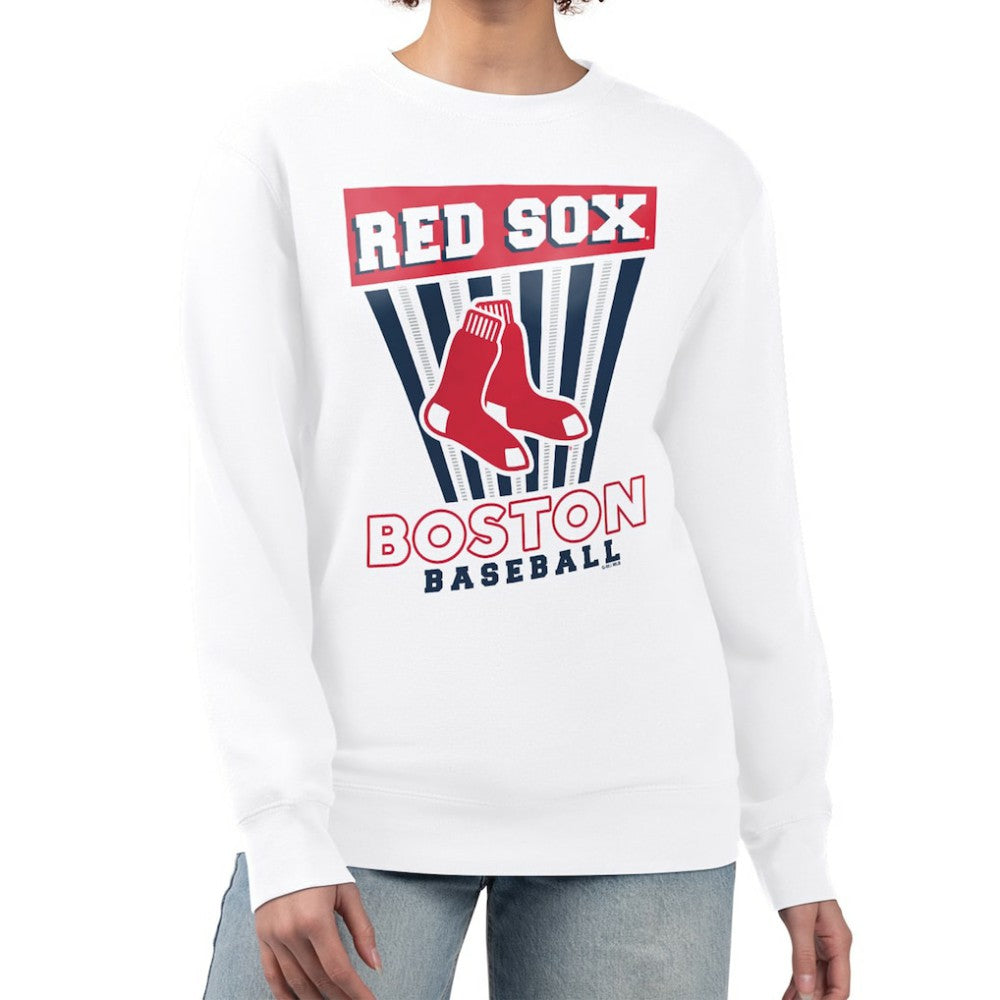 Boston Red Sox Starter Women's Poster Print Team Fleece Pullover Sweatshirt White