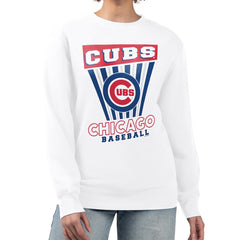 Chicago Cubs Starter Women's Poster Print Team Fleece Pullover Sweatshirt White
