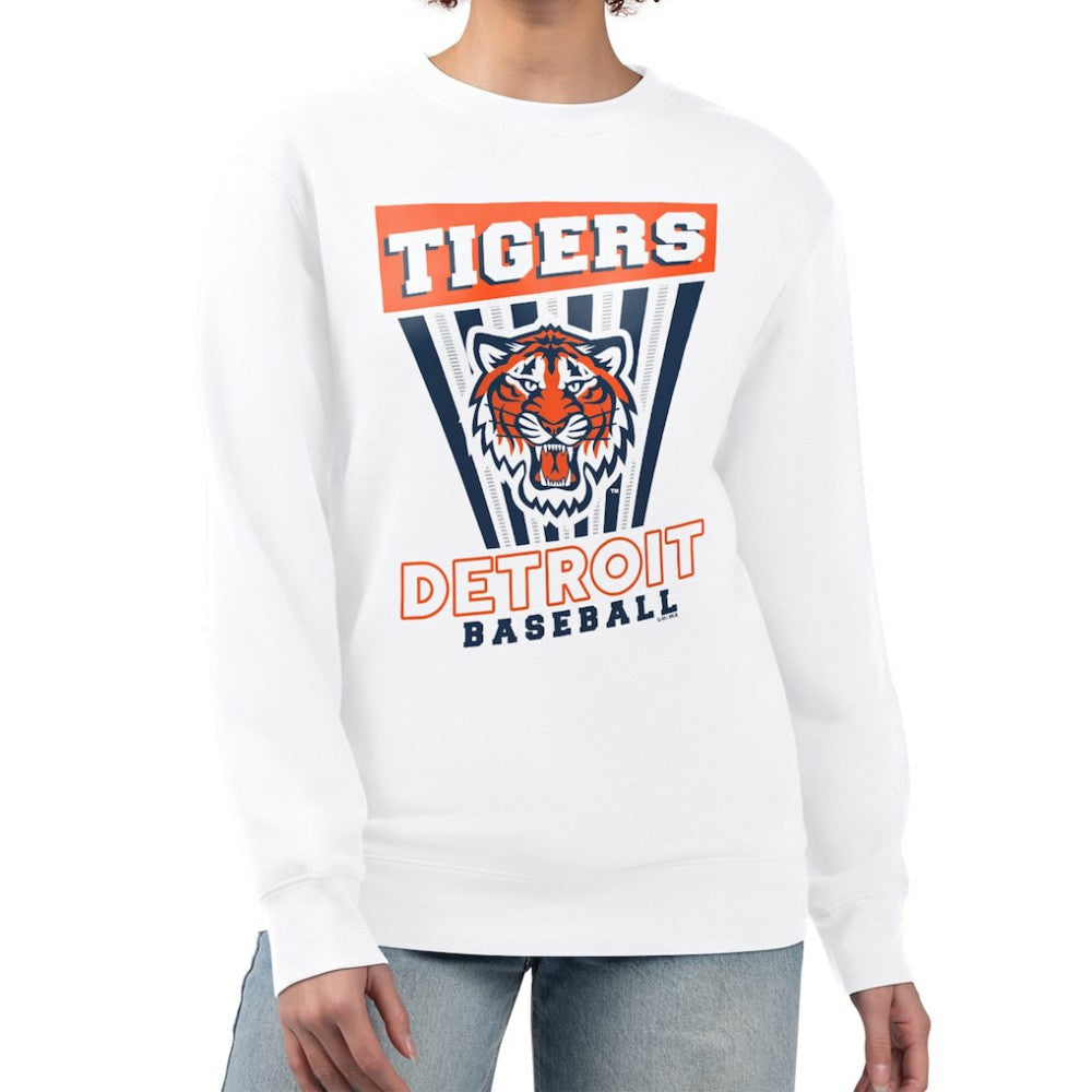 Detroit Tigers Starter Women's Poster Print Team Fleece Pullover Sweatshirt White