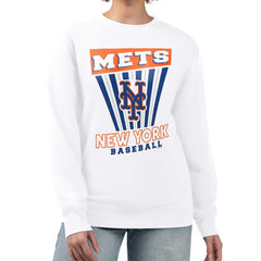 New York Mets Starter Women's Poster Print Team Fleece Pullover Sweatshirt White